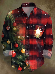 Men's Christmas Art Business Style Printed Shirt
