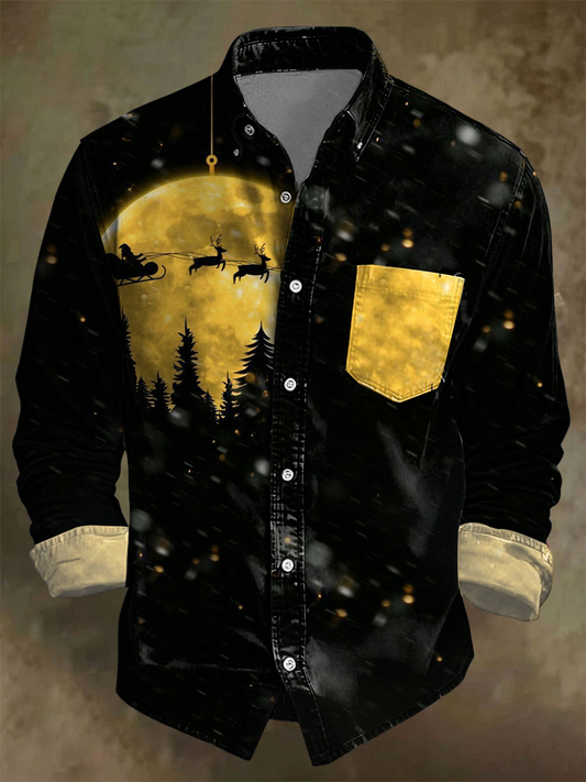 Men's Christmas Art Business Style Printed Shirt
