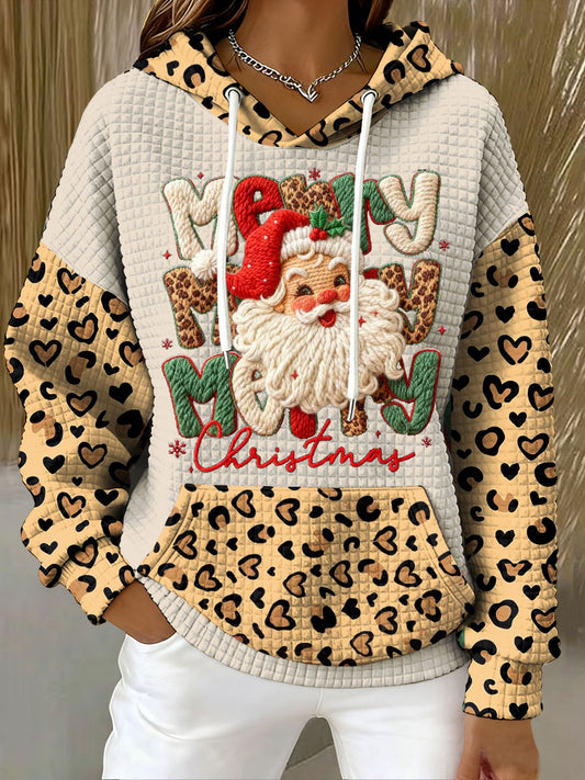 Women's Christmas Faux Yarn Printed Hoodie