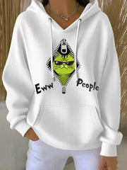 Women's Funny Christmas Grinch Cat Eww People Print Casual Hoodie