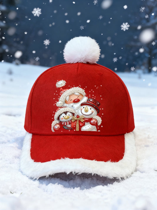 Unisex Christmas Plush Patchwork Hat