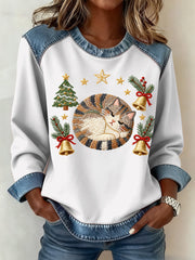 Women's Christmas Pattern Patchwork Art Sweatshirt