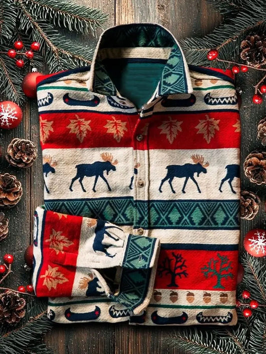 Men's Christmas Art Business Style Printed CasuaL Shirt