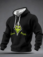 Men's Eww, People Funny Christmas Grinch Cat Print Casual Waffle Hoodie