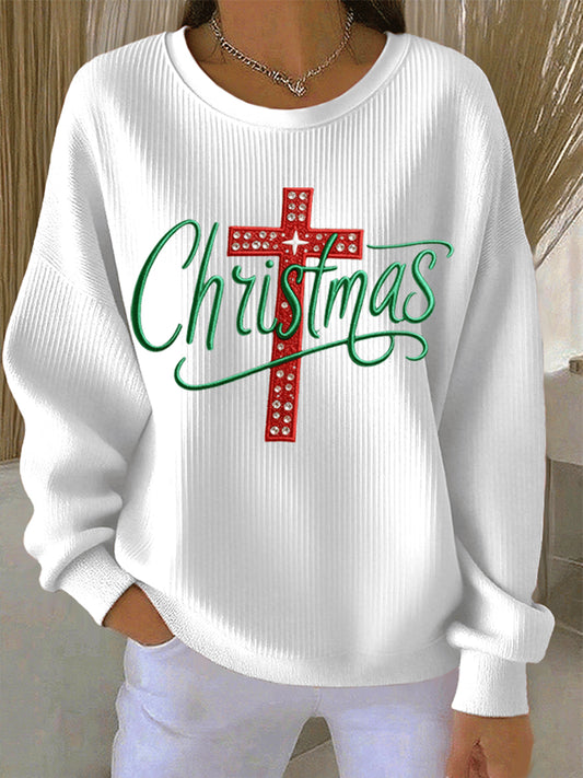 Women's Christmas Cross Print Casual Sweatshirt