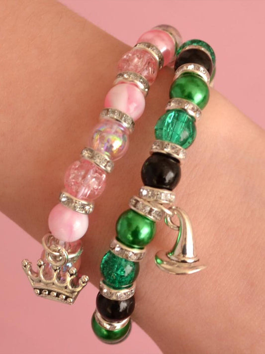 Movie Inspired Pink and Green Bead Bracelet