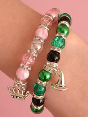 Movie Inspired Pink and Green Bead Bracelet