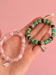 Movie Inspired Pink and Green Bead Bracelet