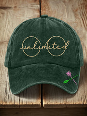 Unisex Glasses Embroidered Washed Hat