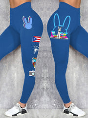 Women's Bunny Football Music Lover Printed Leggings