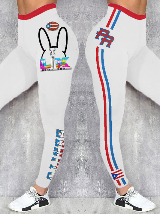 Women's Bunny Football Music Lover Printed Leggings