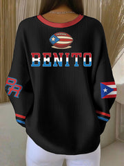 Women's Bunny Football Music Lover Printed Sweatshirt