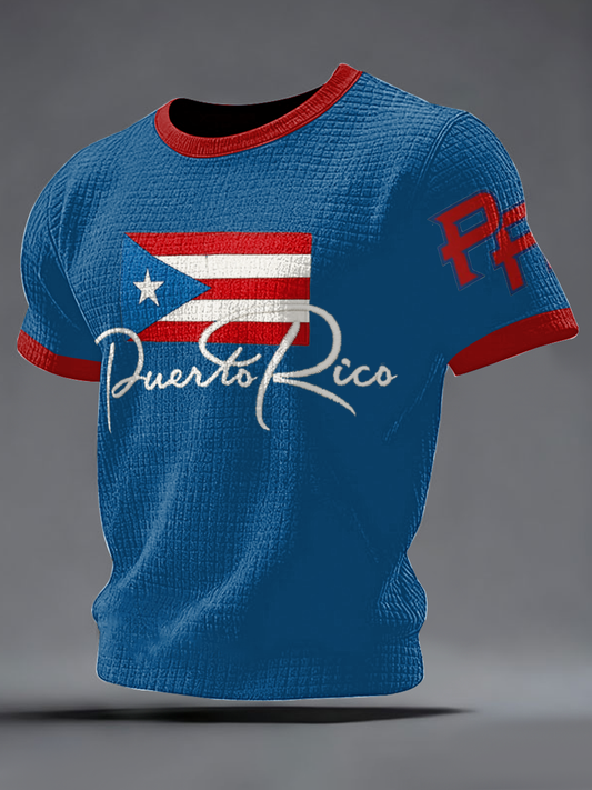 Men's Puerto Rico Flag Art Printed T-shirt