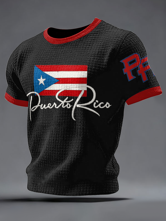Men's Puerto Rico Flag Art Printed T-shirt