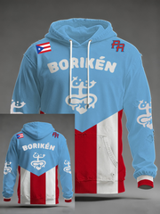 Men's Puerto Rico Oversized Drop-Shoulder Hoodie with Pockets