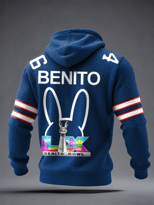 Men's Bunny Music Football Lover Buffalo Printed Hoodie