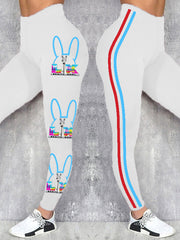 Women's Bunny Football Music Lover Printed Leggings