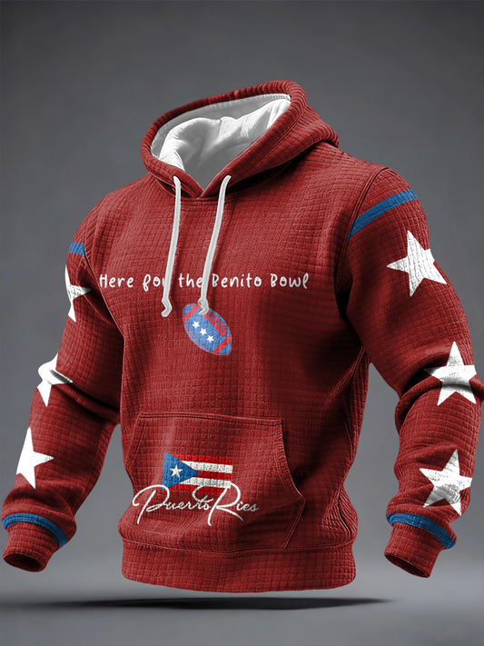 Men's Bunny Football Music Lover Printed Hoodie