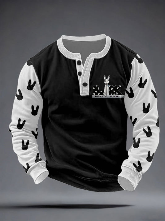 Men's Bunny Music Football Lover Printed Sweatshirt