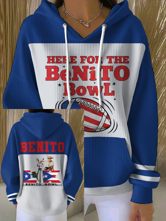 Women's Bunny Football Music Lover Printed Hoodie