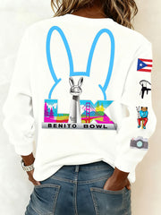 Women's Bunny Football Music Lover Printed Sweatshirt