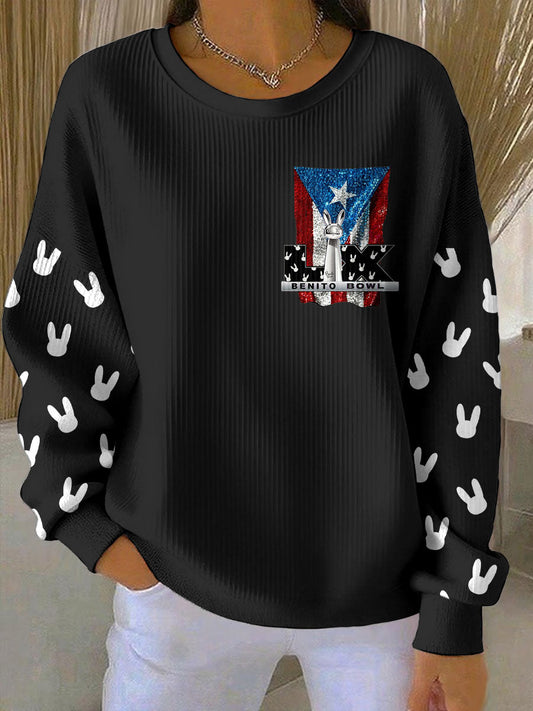 Women's Bunny Music Football Lover Printed Sweatshirt