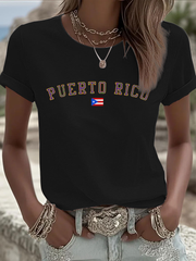 Women's Puerto Rico Iron On Short Sleeve T-Shirt