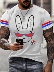 Men's Bunny Resist Print Casual T-Shirt