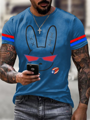 Men's Bunny Resist Print Casual T-Shirt