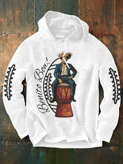 Men's Funny Bunny Football Music Lover Printed Hoodie