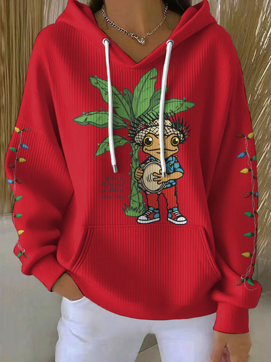 Women's Funny Puerto Rico Christmas Printed Hoodie