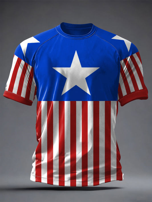 Men's Puerto Rico Flag Art Printed T-shirt