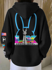 Women's Bunny Football Music Lover Printed Hoodie