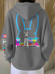 Women's Bunny Football Music Lover Printed Hoodie