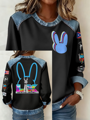 Women's Bunny Football Music Lover Printed CasuaL Tops