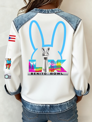 Women's Bunny Football Music Lover Printed CasuaL Tops