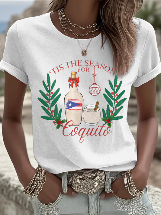 Women's Funny Puerto Rico Christmas Printed Tops