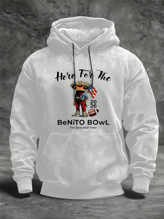 Men's Here For The Benito Bowl Oversized Drop-Shoulder Hoodie with Pockets