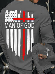 Men's Man Of God American Flag Long Sleeve Tee