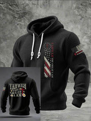 Men's Christian  Yahweh Cross Checkered Cotton Hoodie