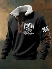Men's It's Not a Religion It's a Relationship Faith Cross Baggy Zip-up Hoodie