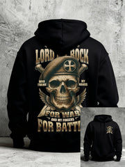 Men's Blessed Be The Lord My Rock Who Trains My Hands For War Printed Casual Hoodie