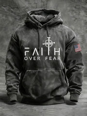 Men's Faith Over Fear Faith Cross Hoodie with Pockets