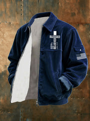Men's Blessed Believed Cross Printed Jacket