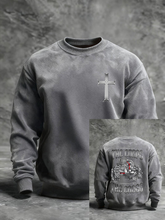 Men's Trained By The Corps Redeemed By The Cross Printed Casual Sweatshirt