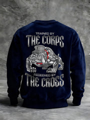 Men's Trained By The Corps Redeemed By The Cross Printed Casual Sweatshirt