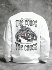 Men's Trained By The Corps Redeemed By The Cross Printed Casual Sweatshirt