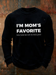 Men's I'm Mom's Favorite Printed Waffle Long Sleeve T-Shirt