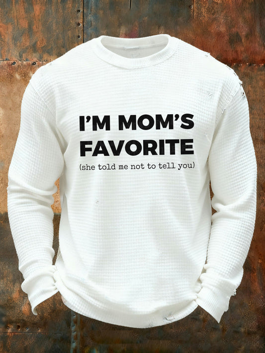 Men's I'm Mom's Favorite Printed Waffle Long Sleeve T-Shirt