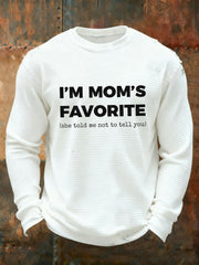 Men's I'm Mom's Favorite Printed Waffle Long Sleeve T-Shirt